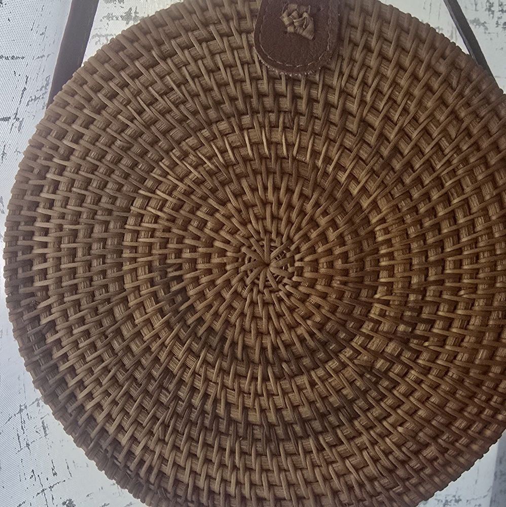 Handwoven Rattan Crossbody Bag